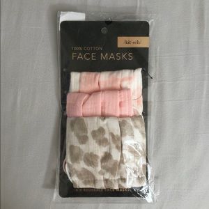 Kitsch NWT 3pc cotton face masks in Blush Leopard Set